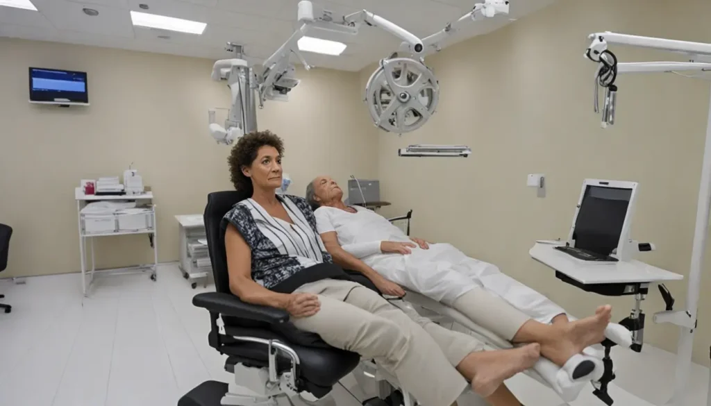 Pessoa com dor de cabeça sendo examinada por neurologista em consultório médico, destacando a importância de procurar ajuda para cefaleia e enxaqueca.